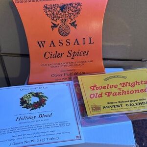 Wassail Cider Spices,  Holiday  Blend Tea Sachets &12 nights of Old Fashioneds
